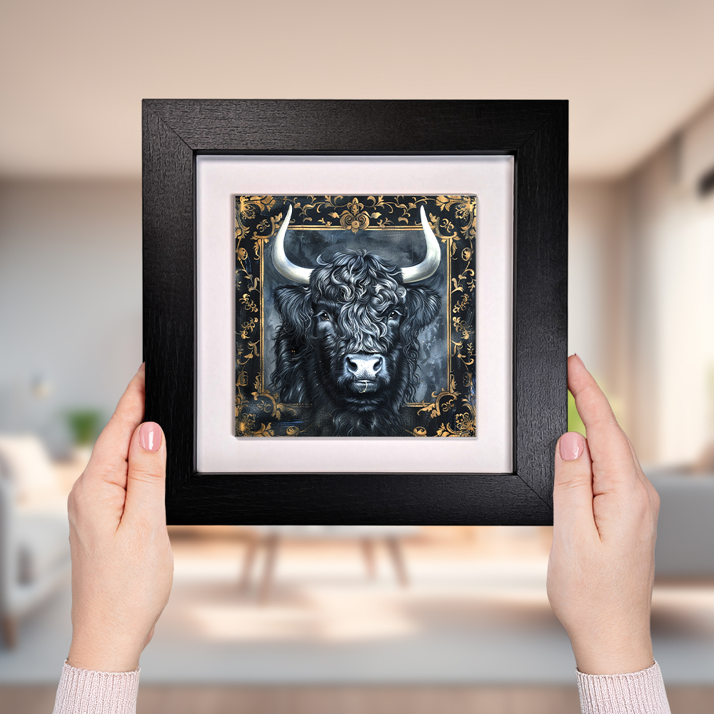 The Highland Cow Framed Gothic Ceramic Art Tiles