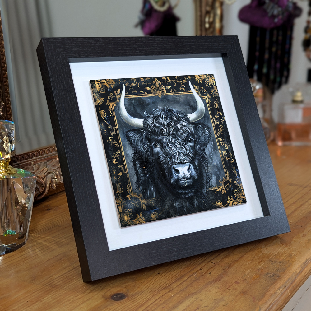 The Highland Cow Framed Gothic Ceramic Art Tiles