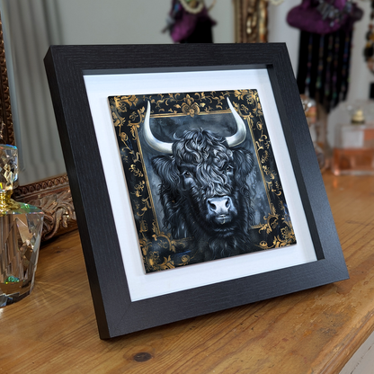 The Highland Cow Framed Gothic Ceramic Art Tiles