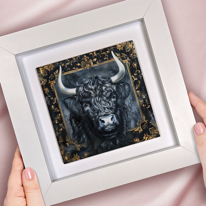 The Highland Cow Framed Gothic Ceramic Art Tiles