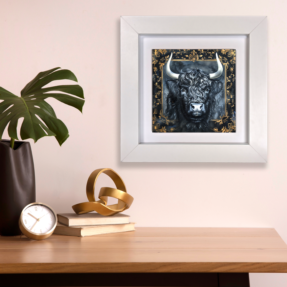 The Highland Cow Framed Gothic Ceramic Art Tiles