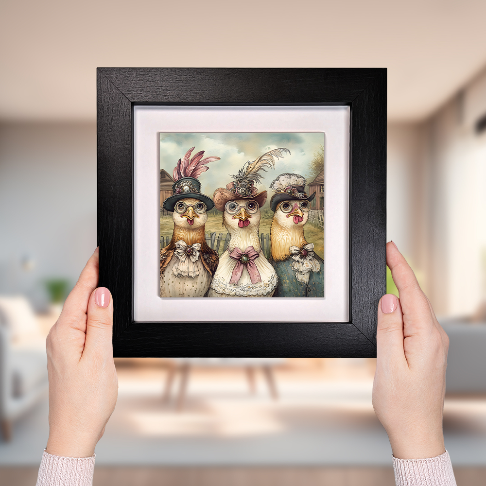 Hen Party Framed Ceramic Art Tiles
