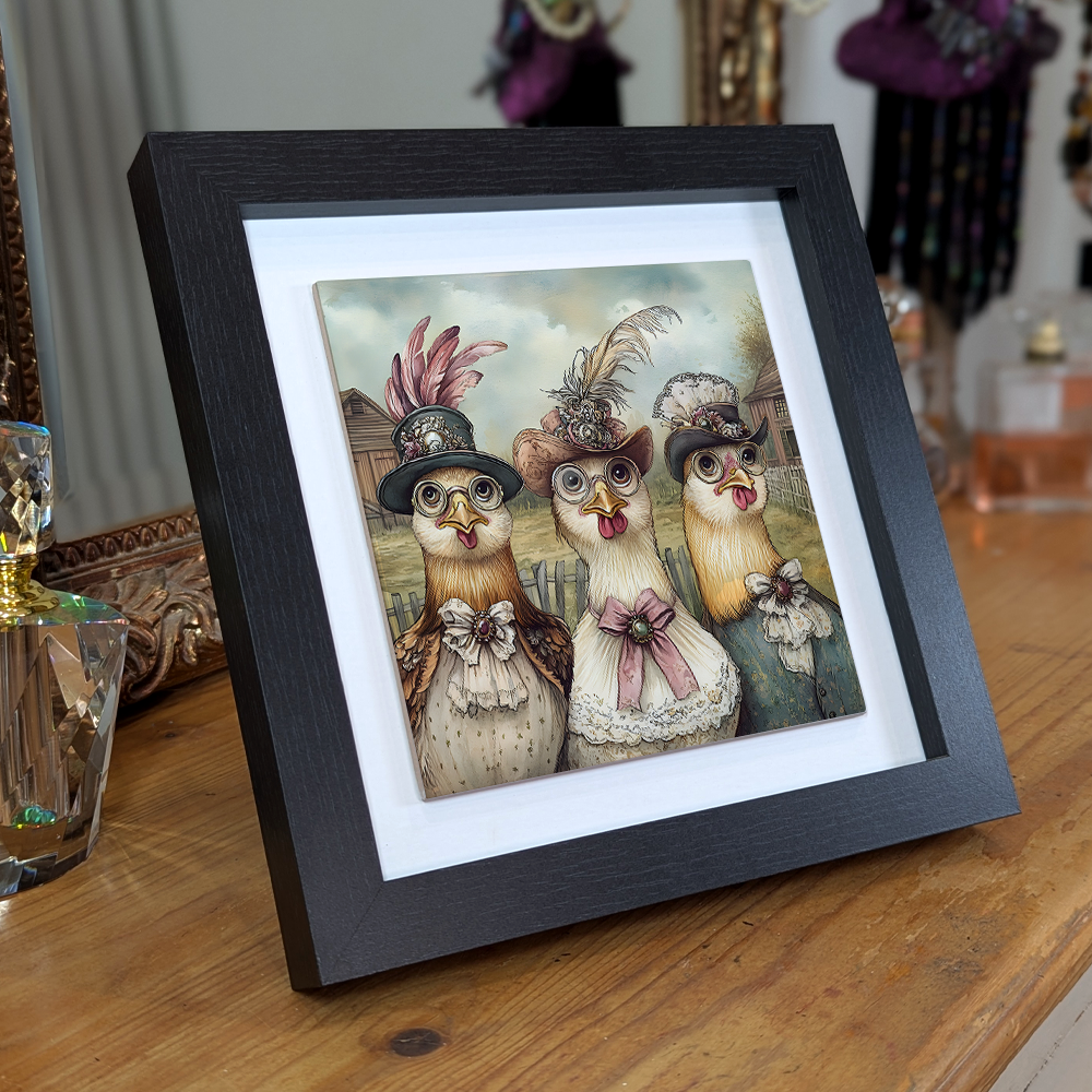 Hen Party Framed Ceramic Art Tiles