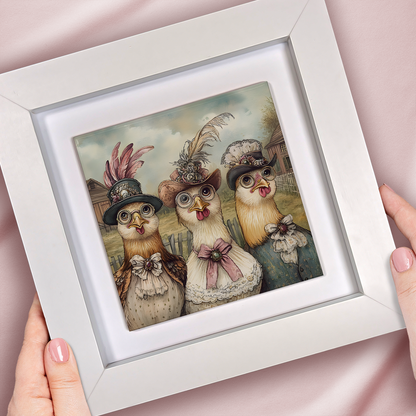 Hen Party Framed Ceramic Art Tiles