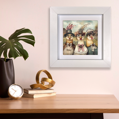 Hen Party Framed Ceramic Art Tiles