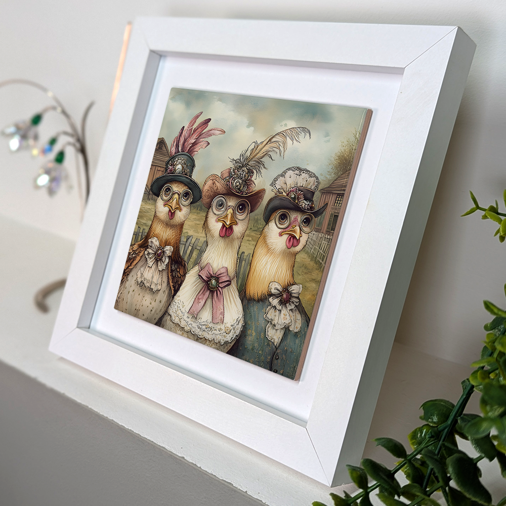 Hen Party Framed Ceramic Art Tiles