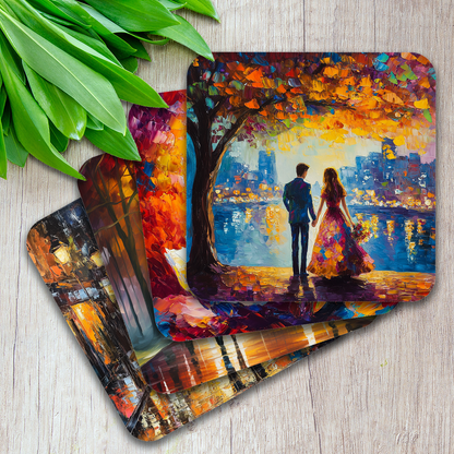 Artistic Affections  - Set Of 4 Wooden Coasters With Cork Backing 95mm