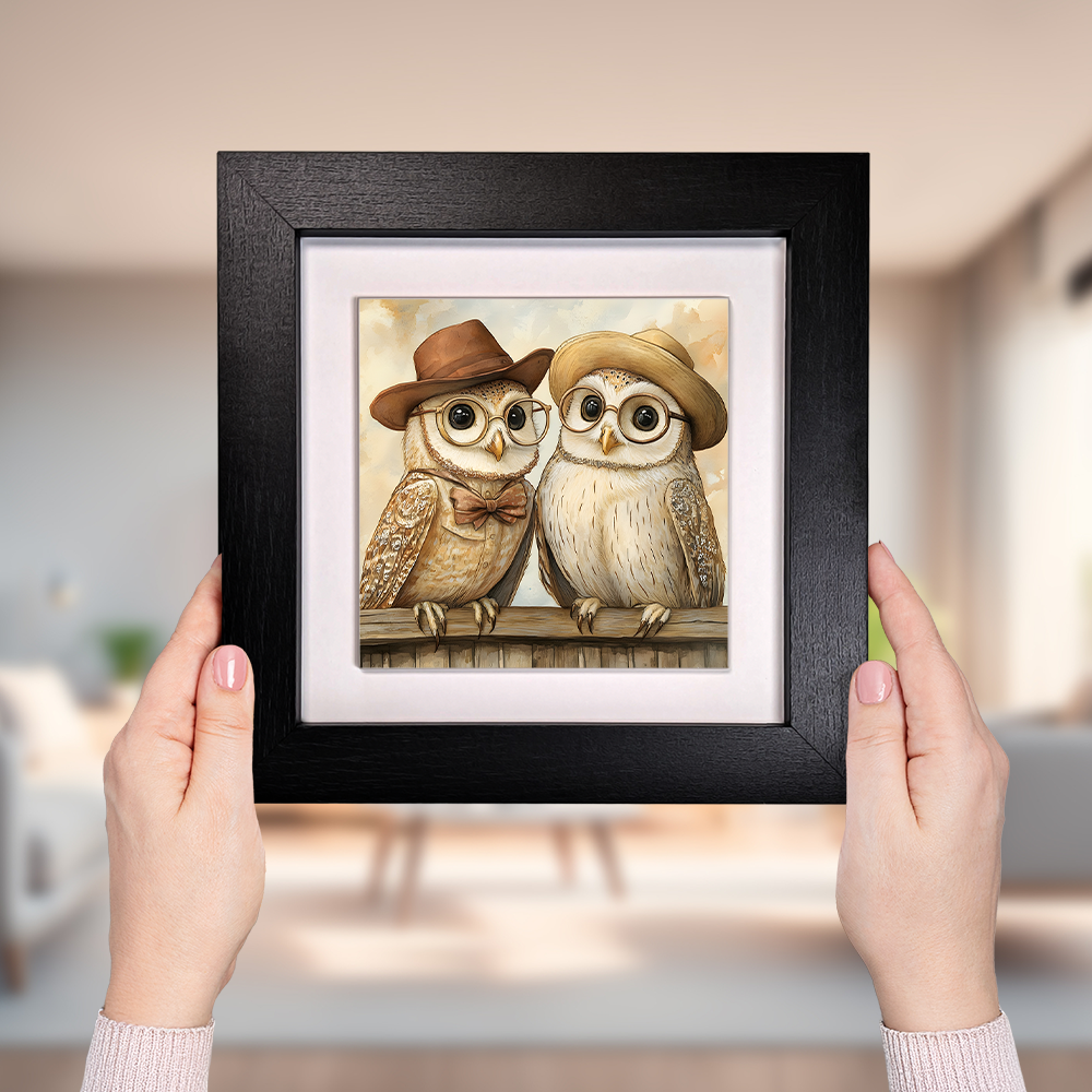 Owl & Company - Framed Ceramic Art Tiles