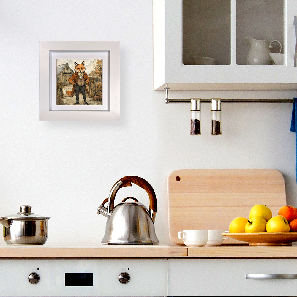 The Farmyard Fox Framed Ceramic Art Tiles