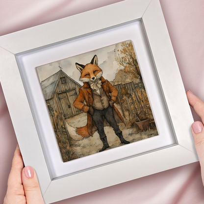 The Farmyard Fox Framed Ceramic Art Tiles