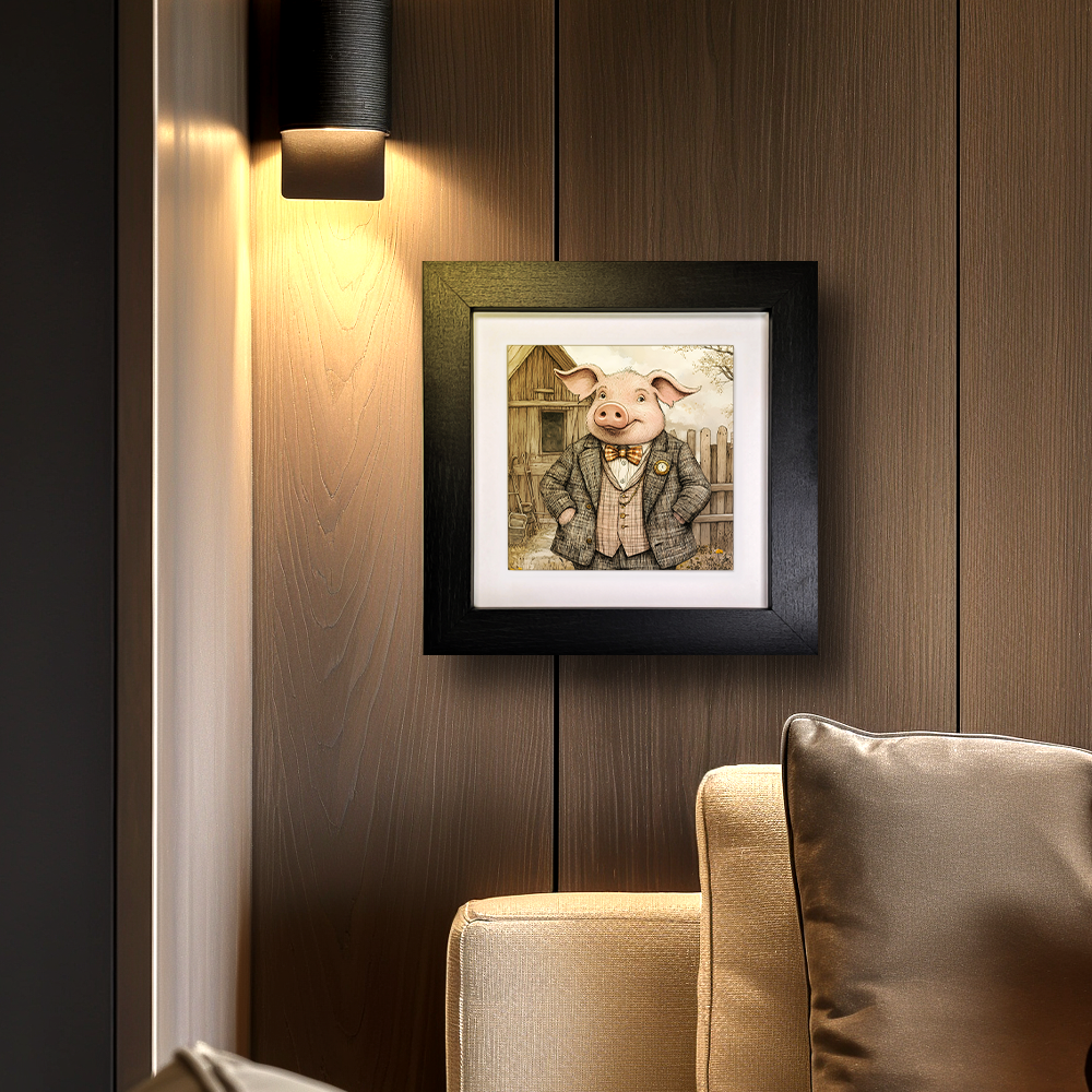 The Gentleman Pig  Framed Ceramic Art Tiles