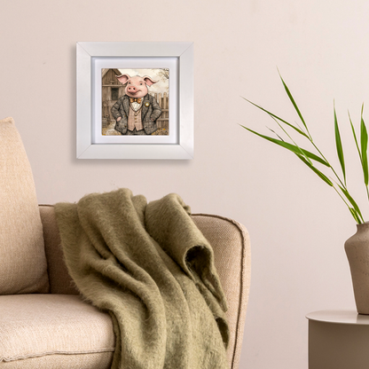 The Gentleman Pig  Framed Ceramic Art Tiles