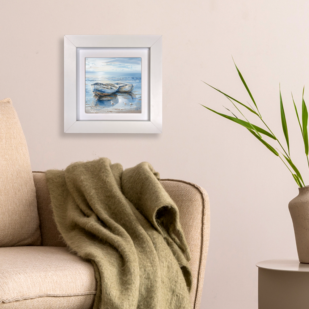 Tide Reflections Framed Ceramic Art Tile with Easel