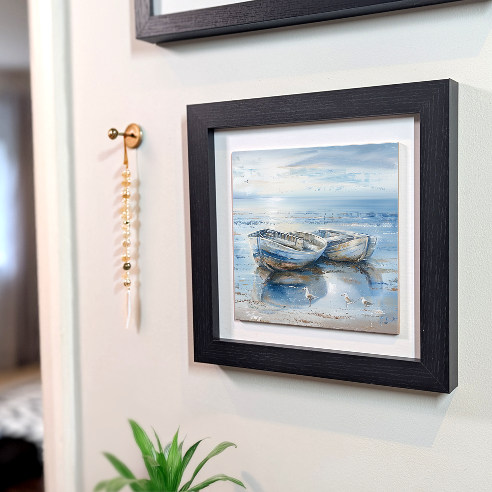 Tide Reflections Framed Ceramic Art Tile with Easel