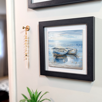 Tide Reflections Framed Ceramic Art Tile with Easel