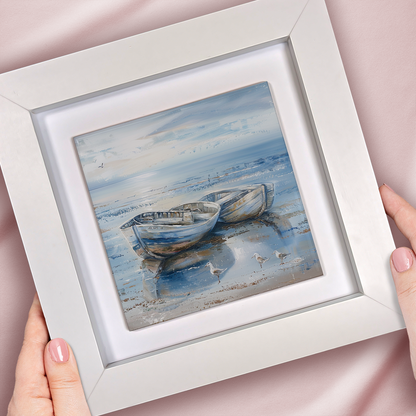 Tide Reflections Framed Ceramic Art Tile with Easel