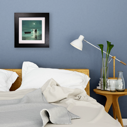 Moonlit Shore Framed Ceramic Art Tiles