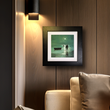 Moonlit Shore Framed Ceramic Art Tiles