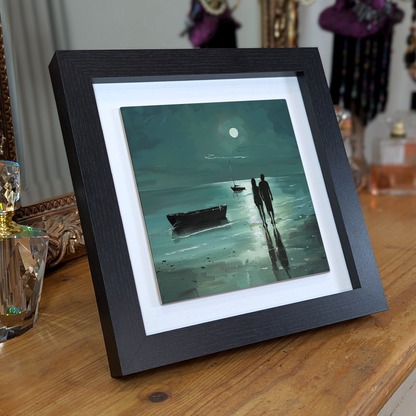 Moonlit Shore Framed Ceramic Art Tiles