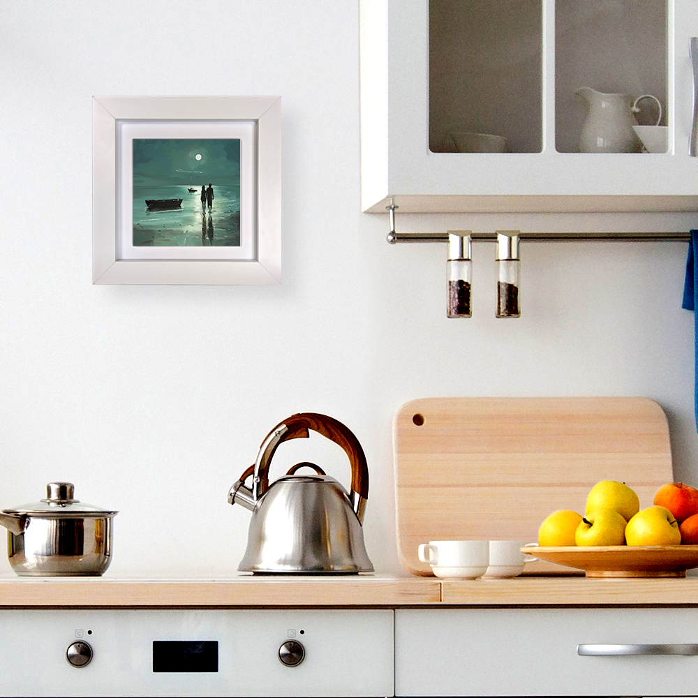 Moonlit Shore Framed Ceramic Art Tiles