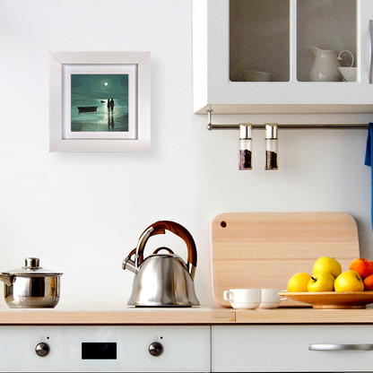 Moonlit Shore Framed Ceramic Art Tiles