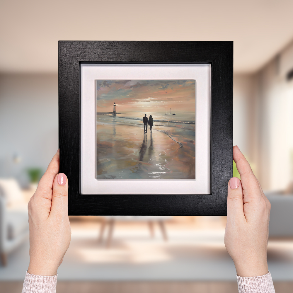Lighthouse Glow Framed Ceramic Art Tiles