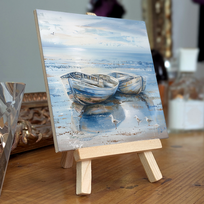 Tide Reflections Ceramic Art Tile with Easel