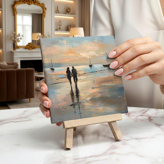 Evening Walk Ceramic Art Tile with Easel