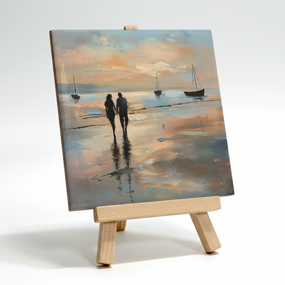 Evening Walk Ceramic Art Tile with Easel