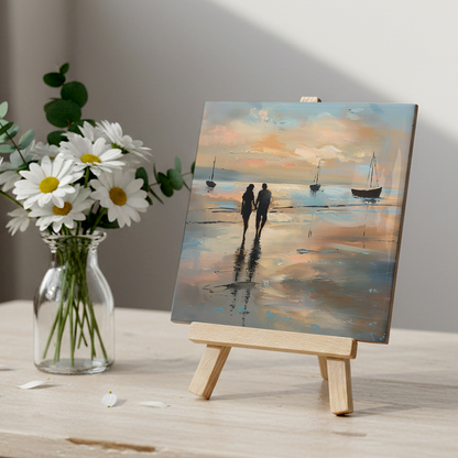 Evening Walk Ceramic Art Tile with Easel