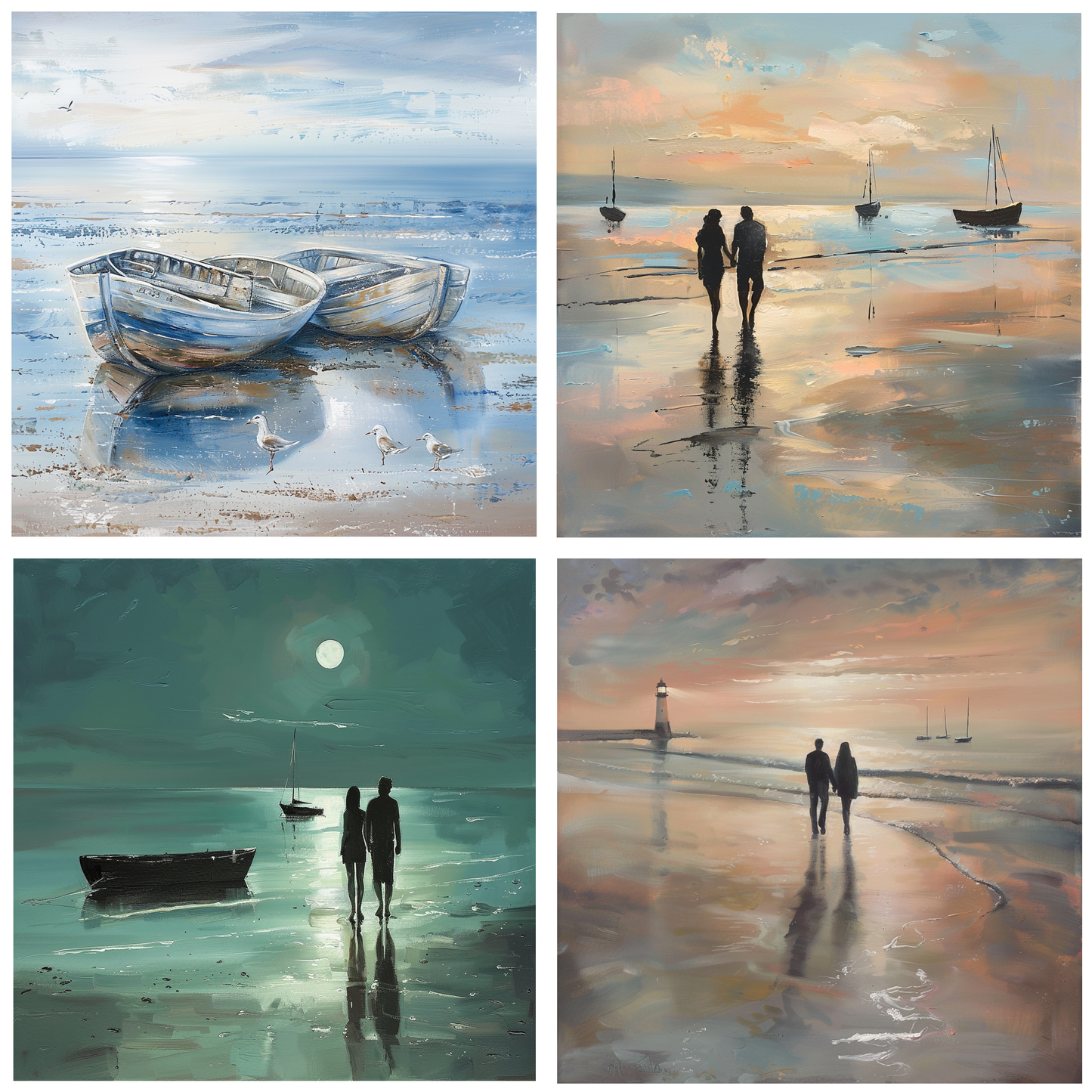 Coastal Whispers Set Of 4 Wooden Coasters With Cork Backing 95mm