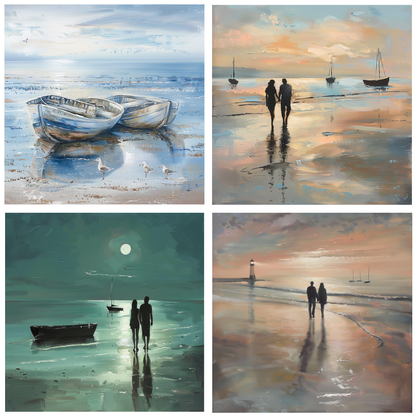 Coastal Whispers Set Of 4 Wooden Coasters With Cork Backing 95mm