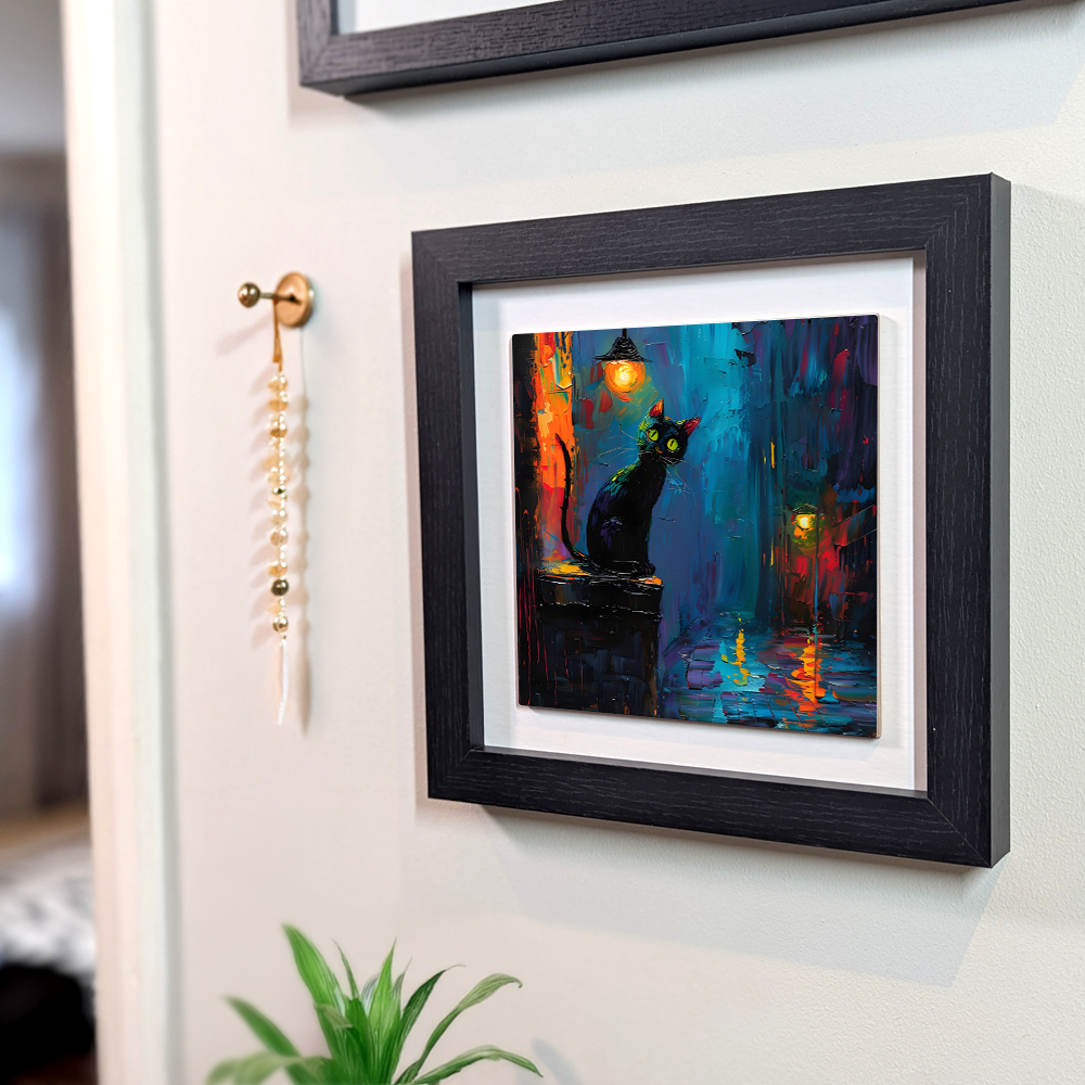 Nocturnal Guardian  Framed Ceramic Art Tiles