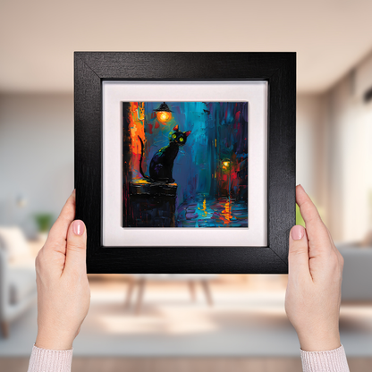 Nocturnal Guardian  Framed Ceramic Art Tiles