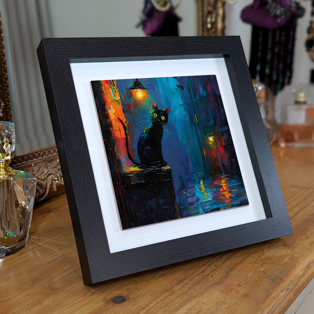 Nocturnal Guardian  Framed Ceramic Art Tiles