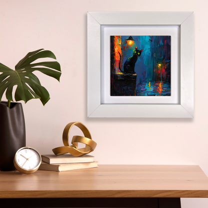 Nocturnal Guardian  Framed Ceramic Art Tiles