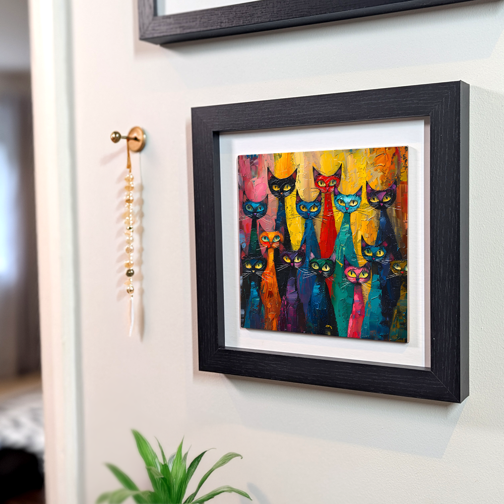 Council Of Whiskers Framed Ceramic Art Tiles