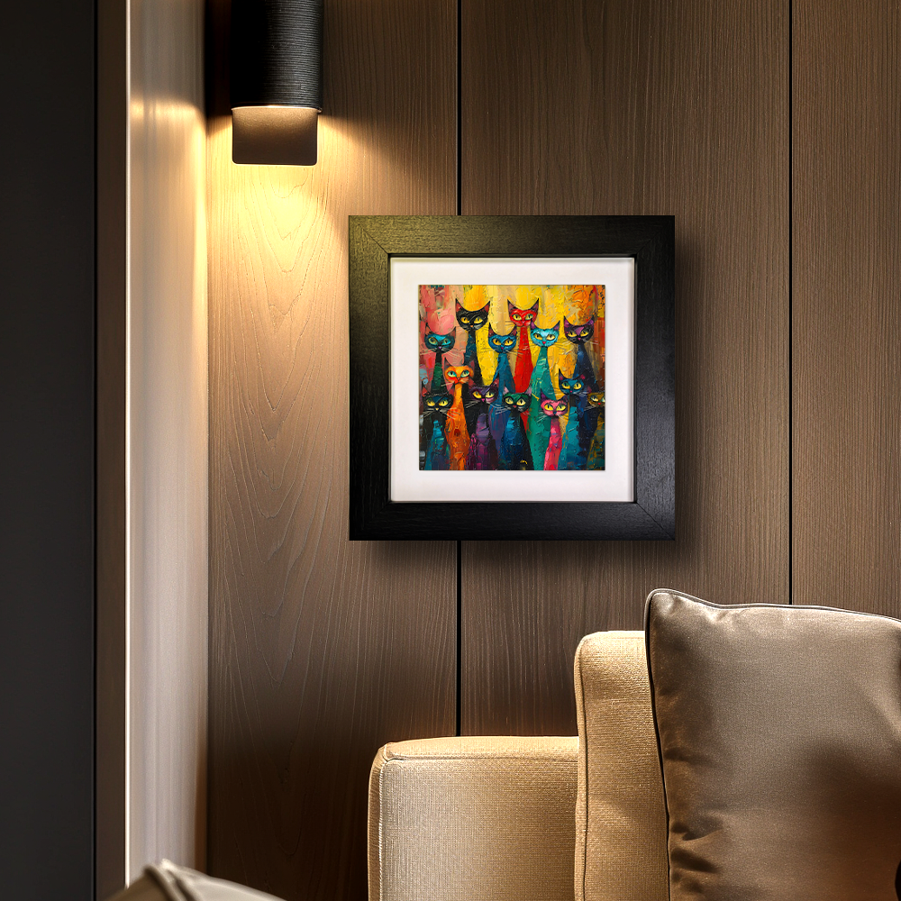 Council Of Whiskers Framed Ceramic Art Tiles