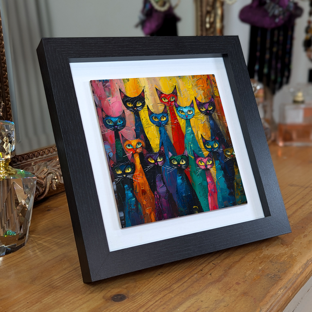 Council Of Whiskers Framed Ceramic Art Tiles