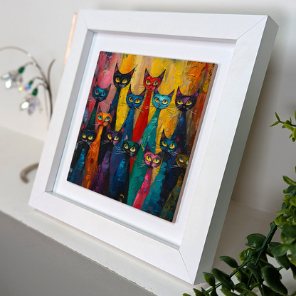 Council Of Whiskers Framed Ceramic Art Tiles