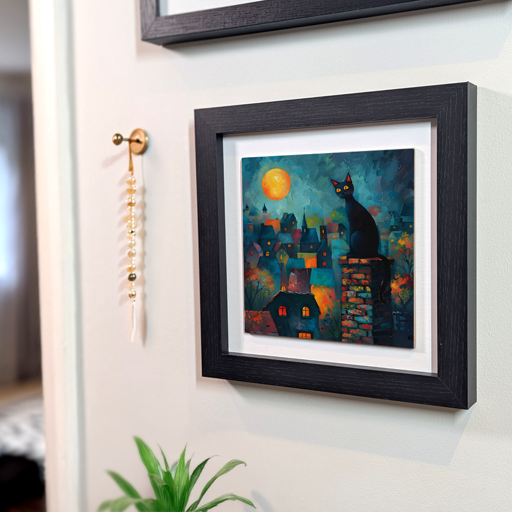 Twilight Over Rooftops Framed Ceramic Art Tiles