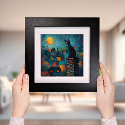 Twilight Over Rooftops Framed Ceramic Art Tiles