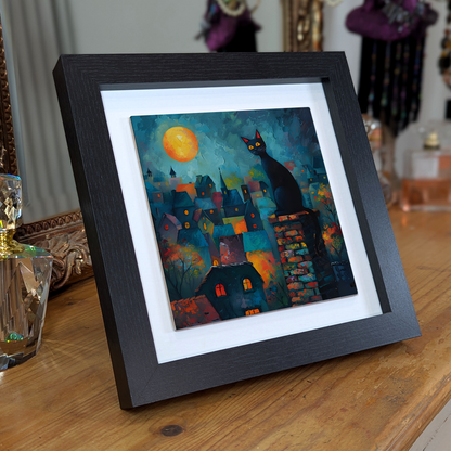 Twilight Over Rooftops Framed Ceramic Art Tiles