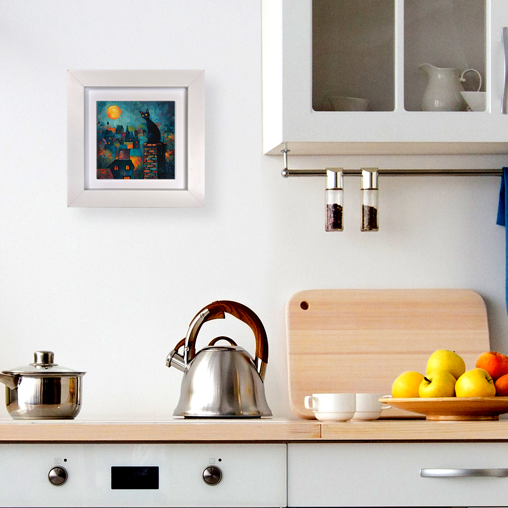 Twilight Over Rooftops Framed Ceramic Art Tiles