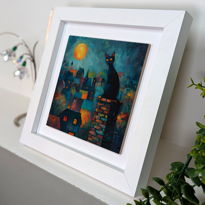 Twilight Over Rooftops Framed Ceramic Art Tiles