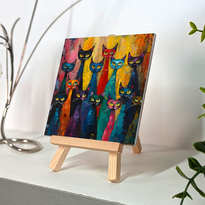 Council Of Whiskers Ceramic Art Tile with Easel