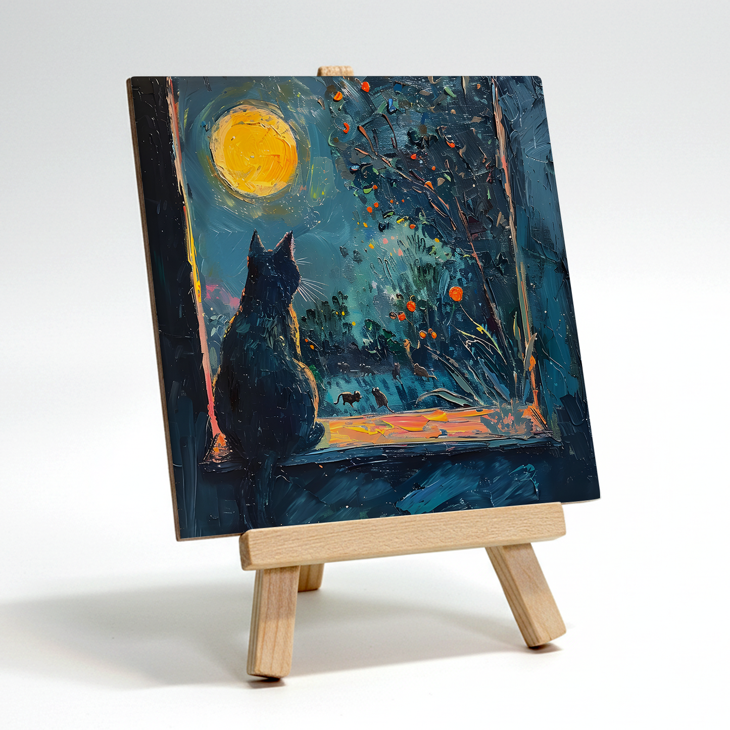 Window To The Wild Ceramic Art Tile with Easel