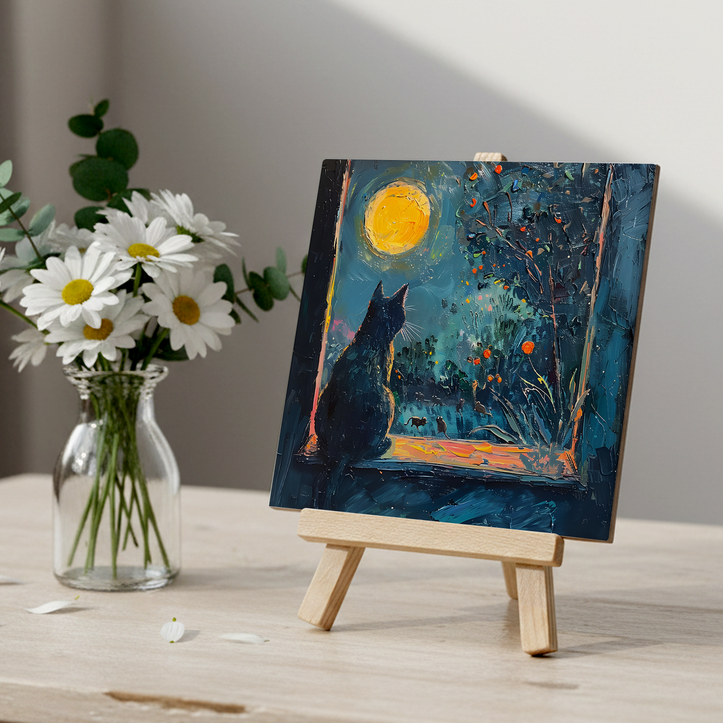 Window To The Wild Ceramic Art Tile with Easel