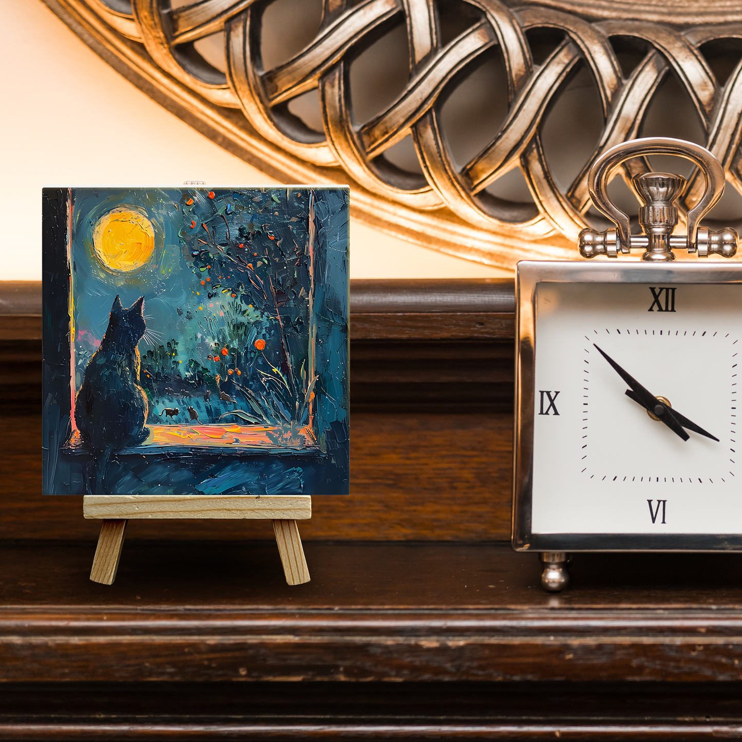 Window To The Wild Ceramic Art Tile with Easel