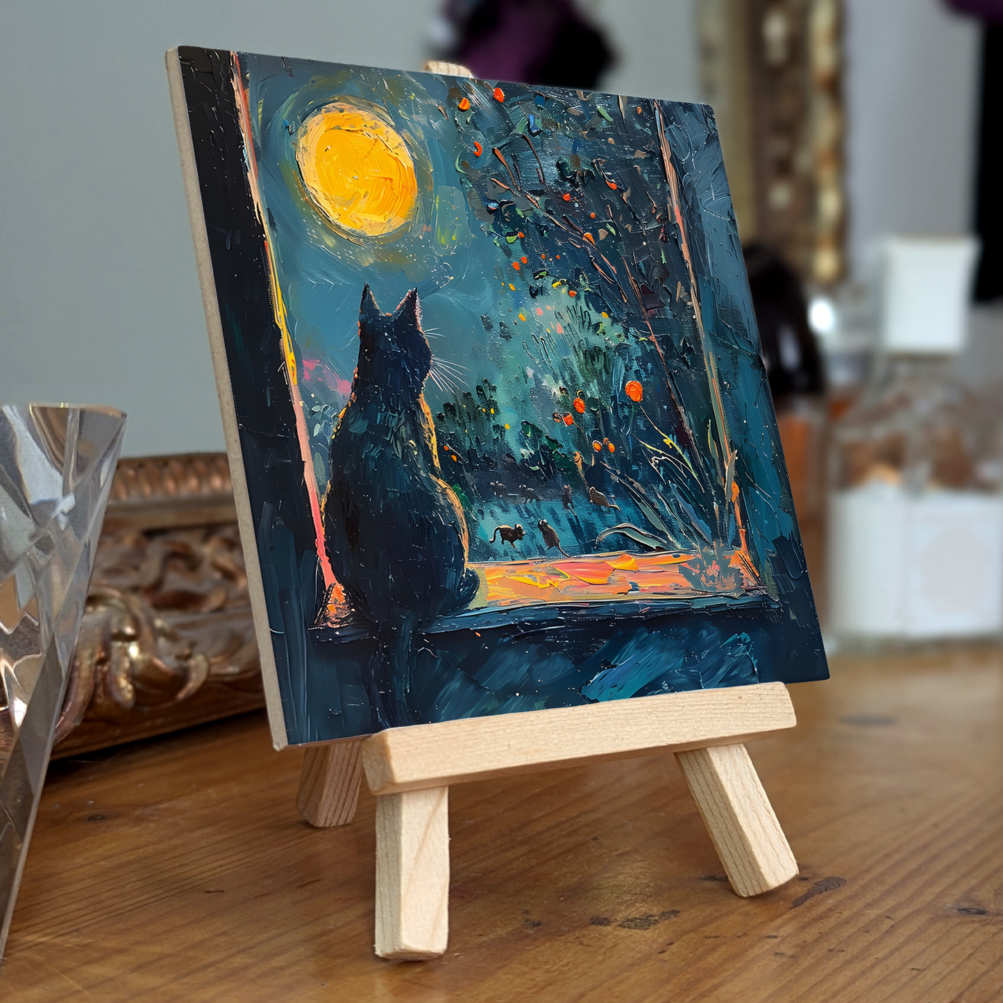 Window To The Wild Ceramic Art Tile with Easel